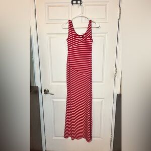 PattyBoutik Red & White Striped Sleeveless Maxi Dress